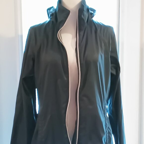 Columbia Womens Black Zip Up Hooded Light Rain Coat Hideaway Light Wind Jacket - Picture 2 of 13